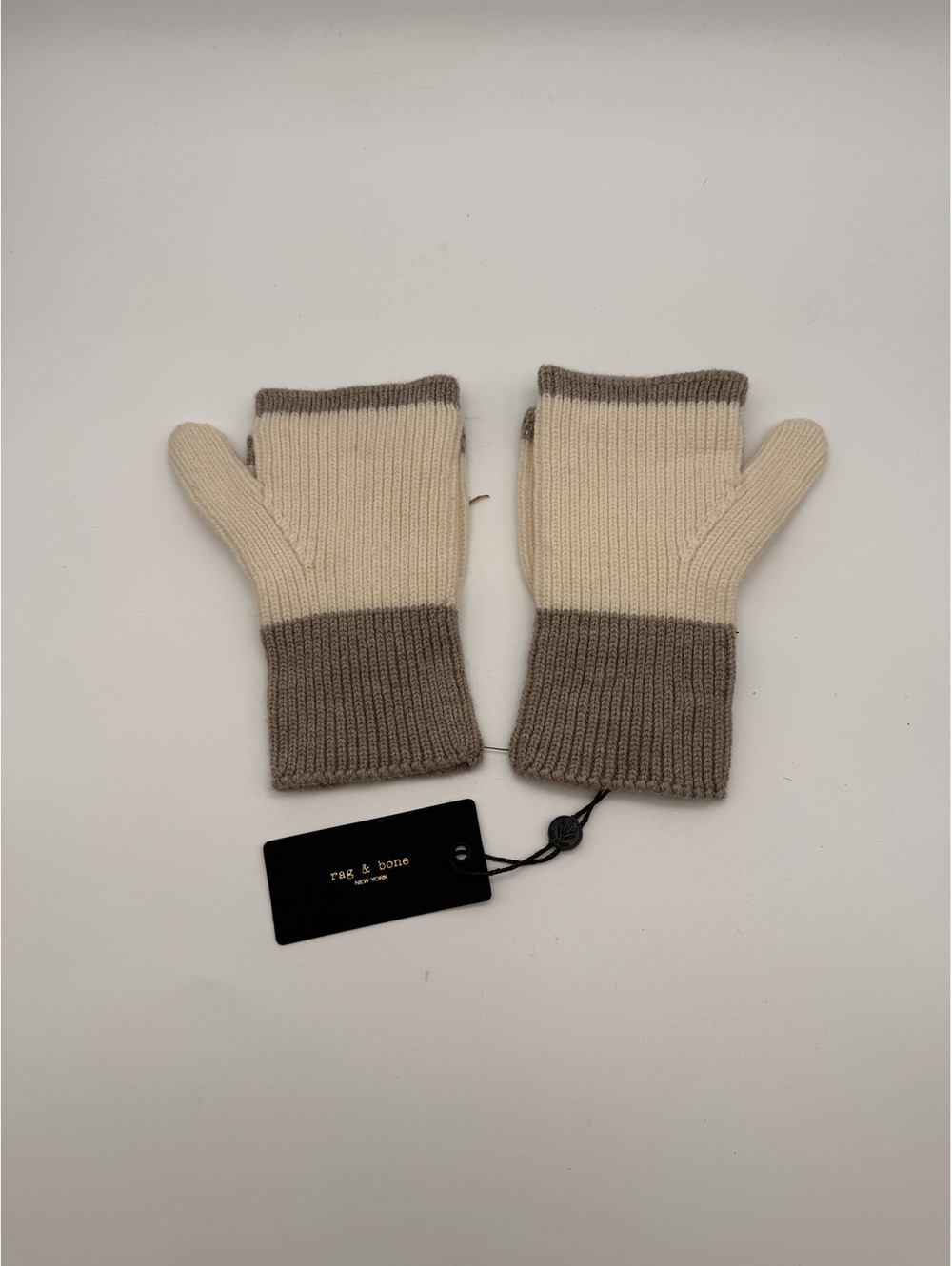 rag & bone Two-Tone Wool Fingerless Gloves with Flap